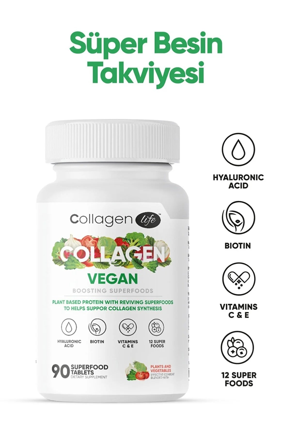 CollagenLife Vegan Kolajen 90 Tablet CollagenLife Vegan Kolajen 90 Tablet