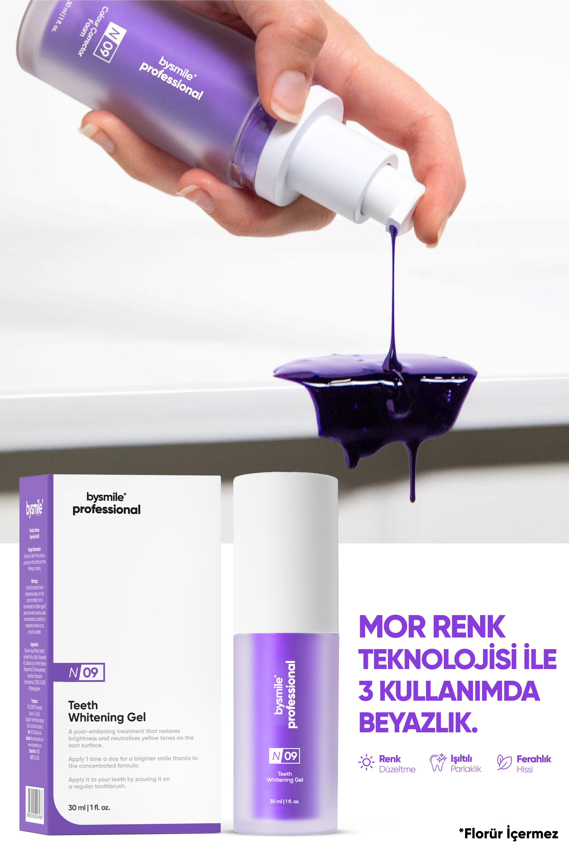 Bysmile  Professional No:09 Mor Diş Beyazlatıcı Jel 30 ml Bysmile  Professional No:09 Mor Diş Beyazlatıcı Jel 30 ml