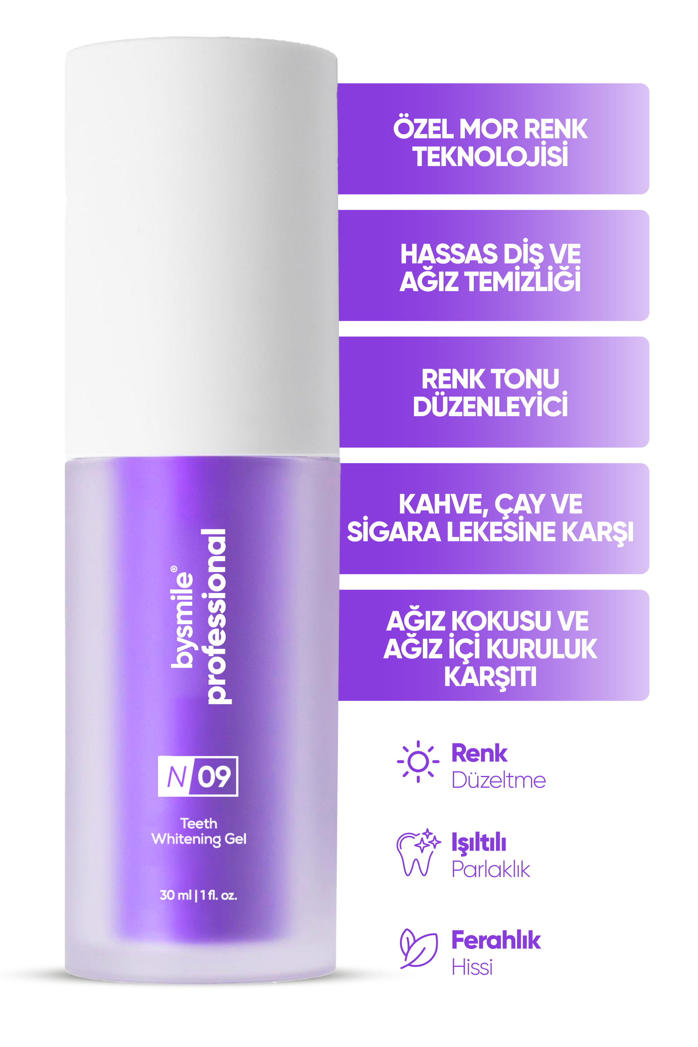 Bysmile  Professional No:09 Mor Diş Beyazlatıcı Jel 30 ml Bysmile  Professional No:09 Mor Diş Beyazlatıcı Jel 30 ml