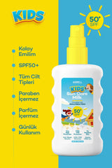 AXWELL Kids Spf50+ Çok Yüksek Koruyucu Çocuk İçin Yüz & Vücut Güneş Sütü Spreyi 200 mL