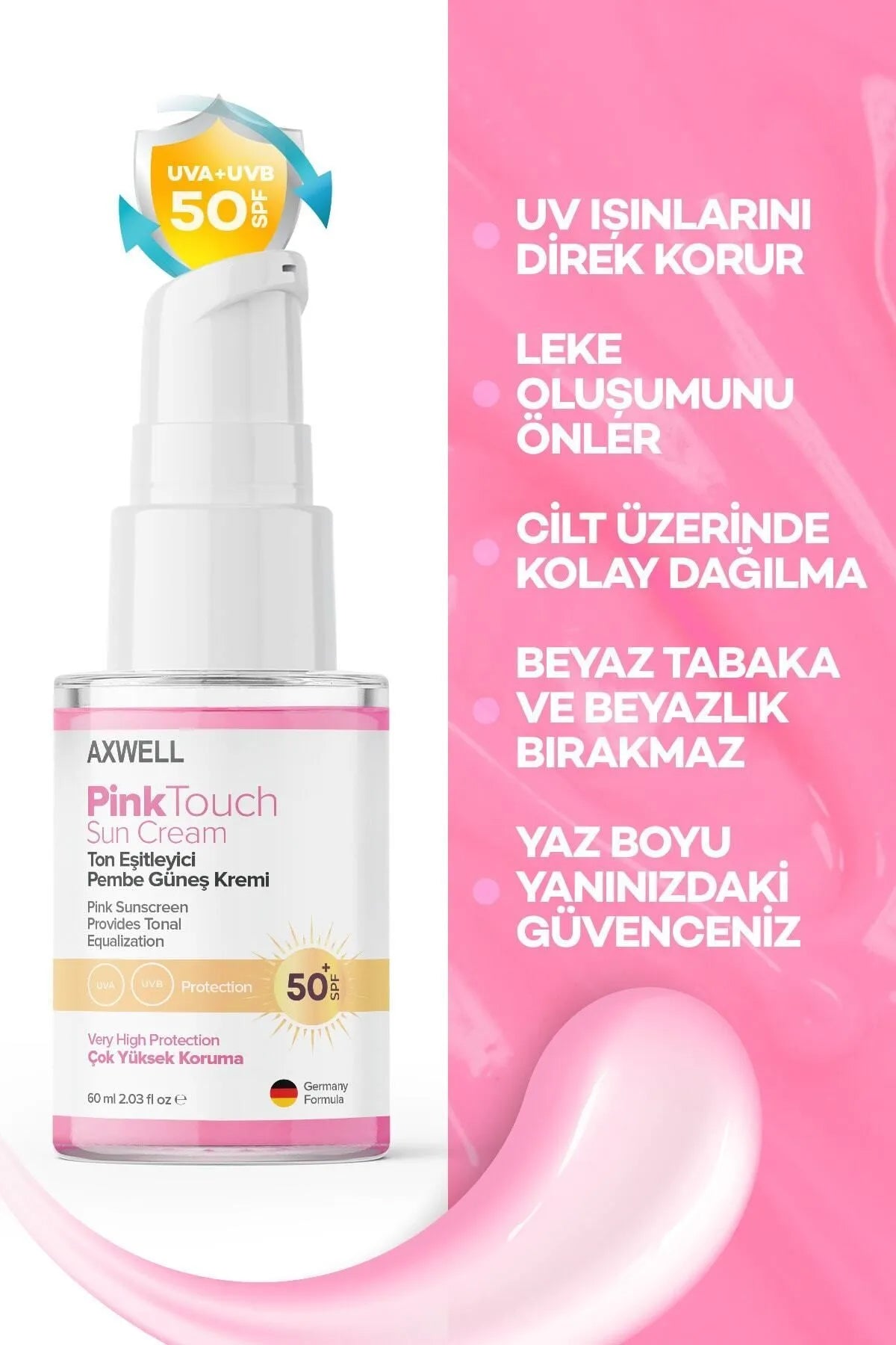 Axwell Pembe Güneş Kremi 60 ml 50 spf Axwell Pembe Güneş Kremi 60 ml 50 spf