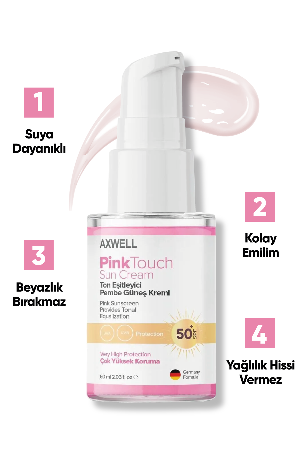 Axwell Pembe Güneş Kremi 60 ml 50 spf Axwell Pembe Güneş Kremi 60 ml 50 spf