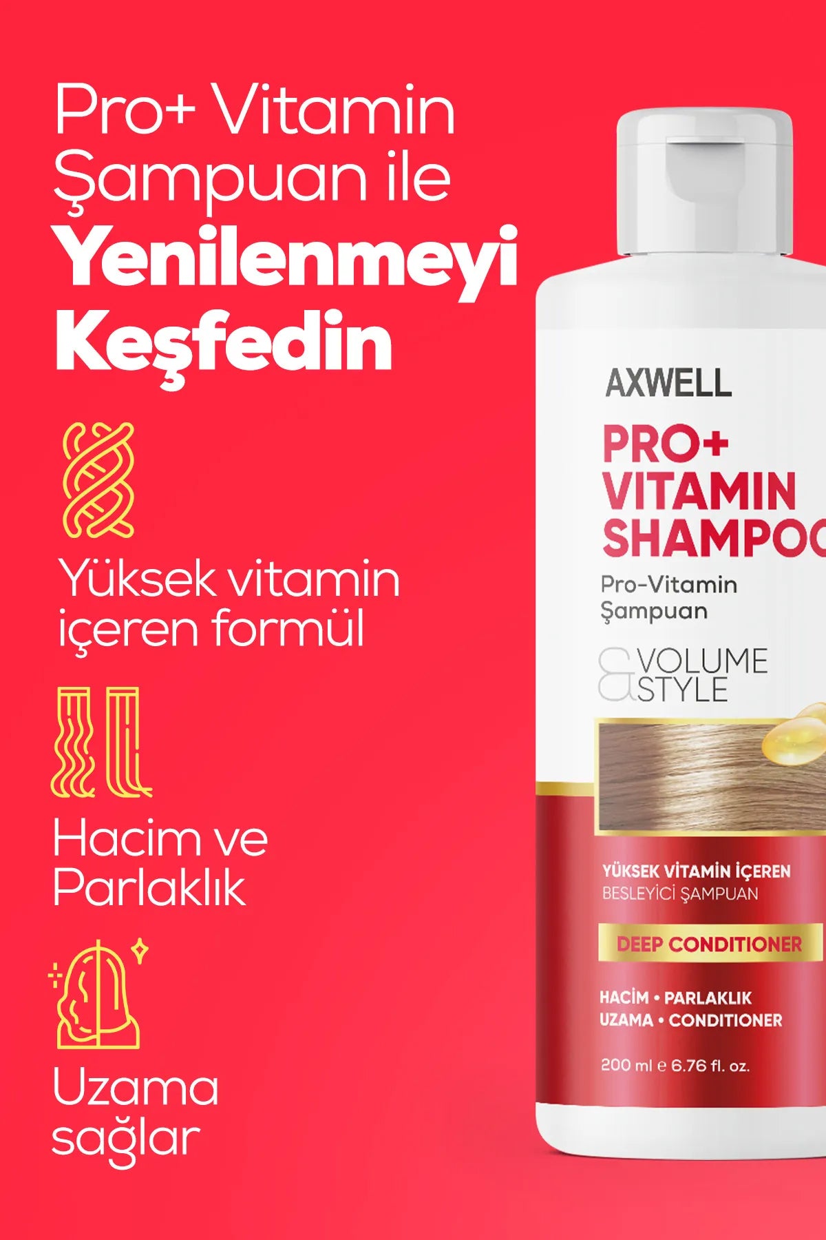 Axwell Pro+ Vitamin Şampuan Volume Style 200 ml Axwell Pro+ Vitamin Şampuan Volume Style 200 ml