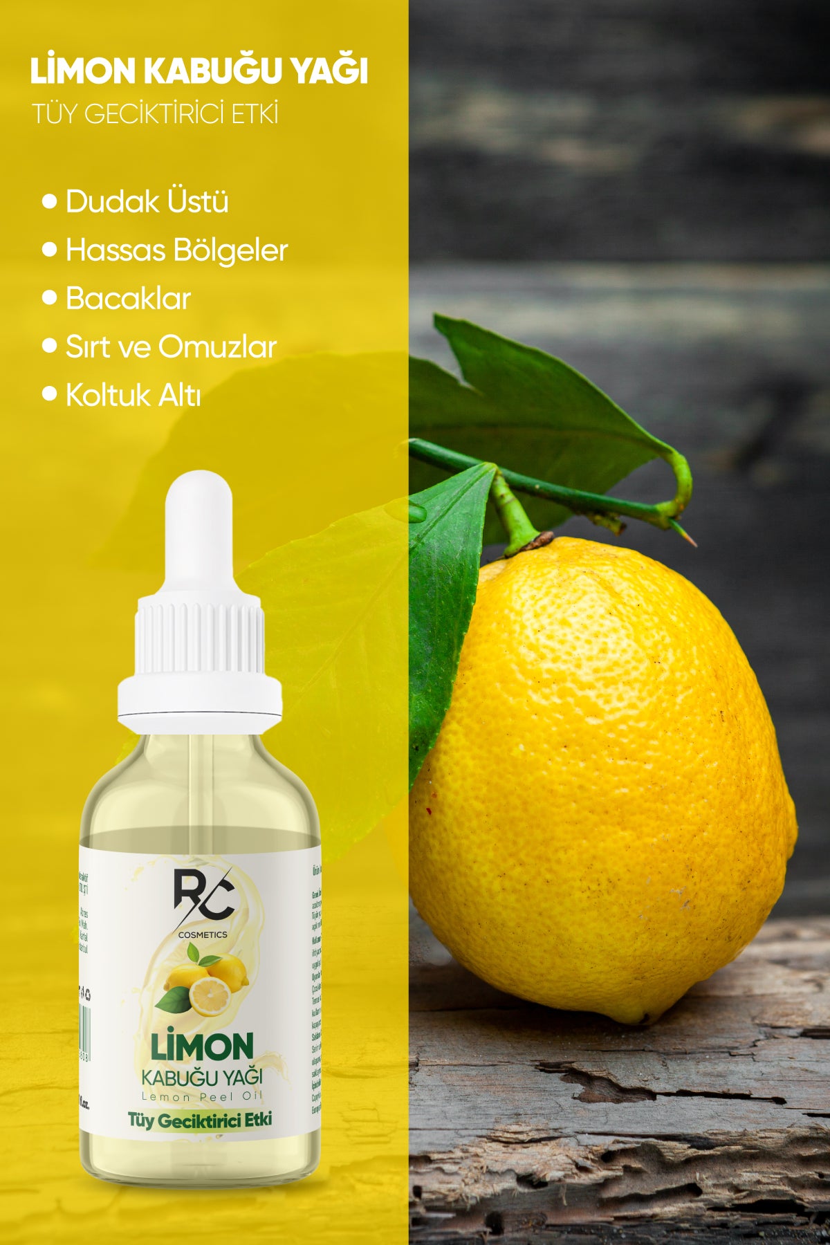 Limon Kabuğu Yağı Tüy Geciktiricili Etki Tüy Azaltıcı Serum 30ml Limon Kabuğu Yağı Tüy Geciktiricili Etki Tüy Azaltıcı Serum 30ml