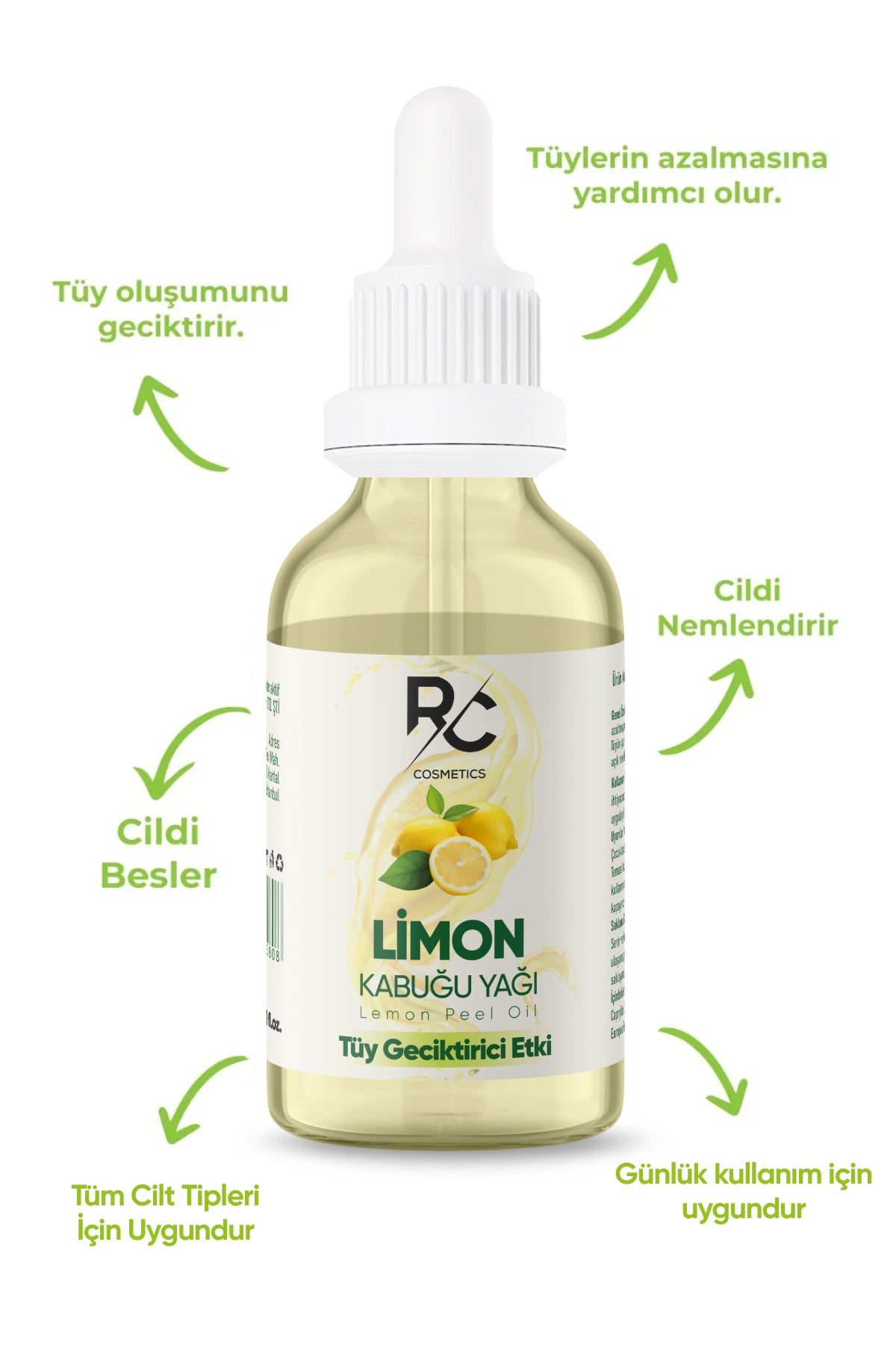 Limon Kabuğu Yağı Tüy Geciktiricili Etki Tüy Azaltıcı Serum 30ml Limon Kabuğu Yağı Tüy Geciktiricili Etki Tüy Azaltıcı Serum 30ml