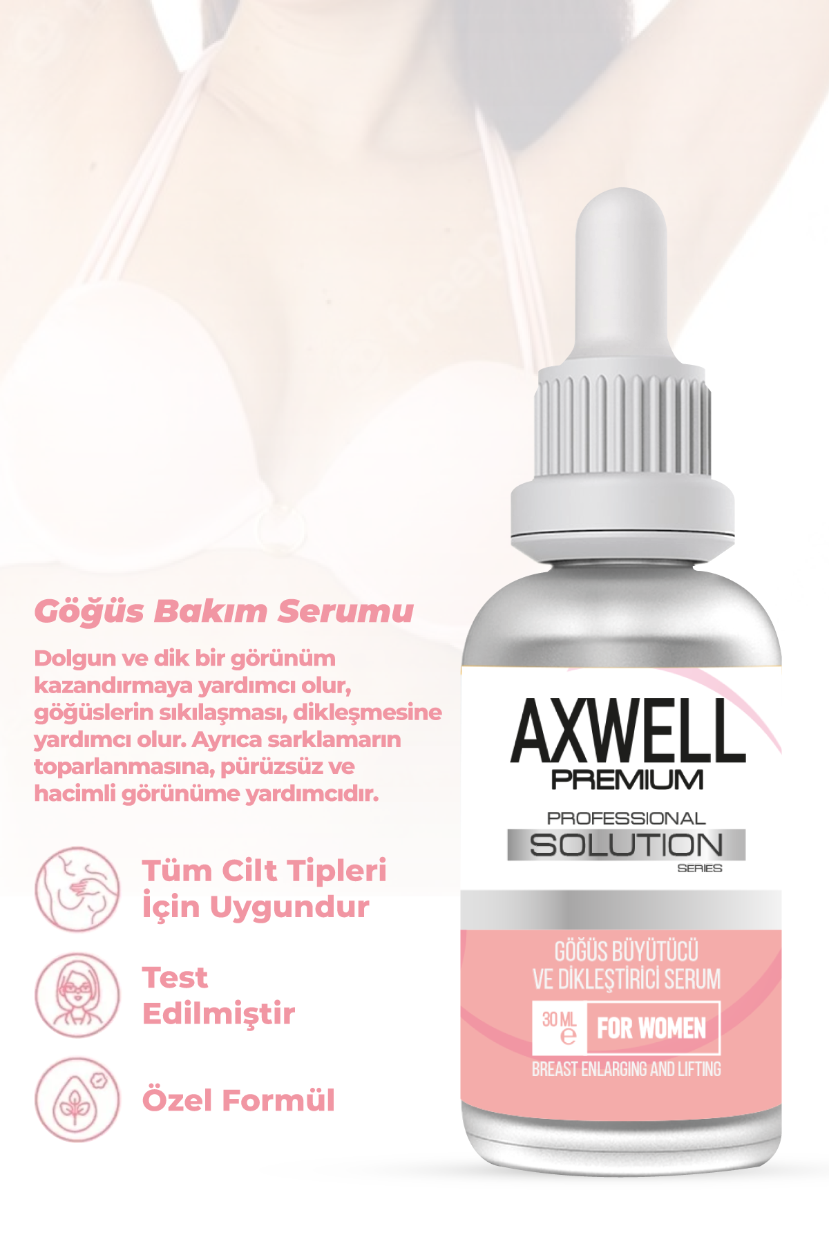 Axwell Göğüs Büyütücü Ve Dikleştirici Göğüs Bakım Serumu 30ml Axwell Göğüs Büyütücü Ve Dikleştirici Göğüs Bakım Serumu 30ml
