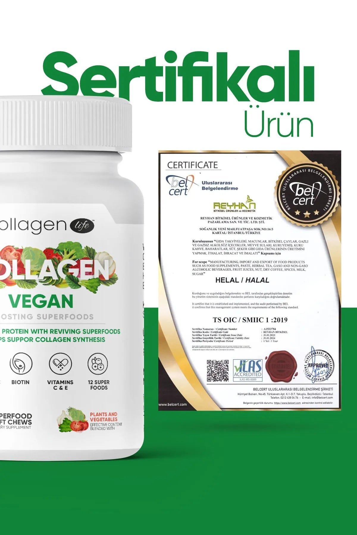CollagenLife Vegan Kolajen 90 Tablet CollagenLife Vegan Kolajen 90 Tablet