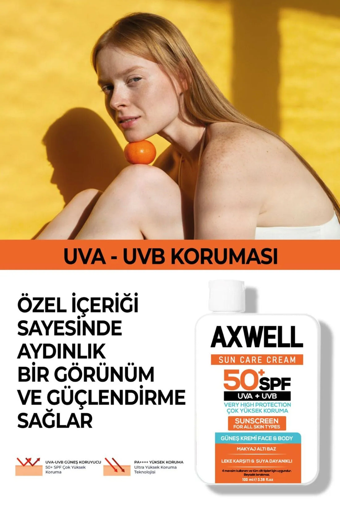 SPF 50+ Leke Karşıtı Nemlendirici Yüksek Koruma Güneş Kremi 100 ML