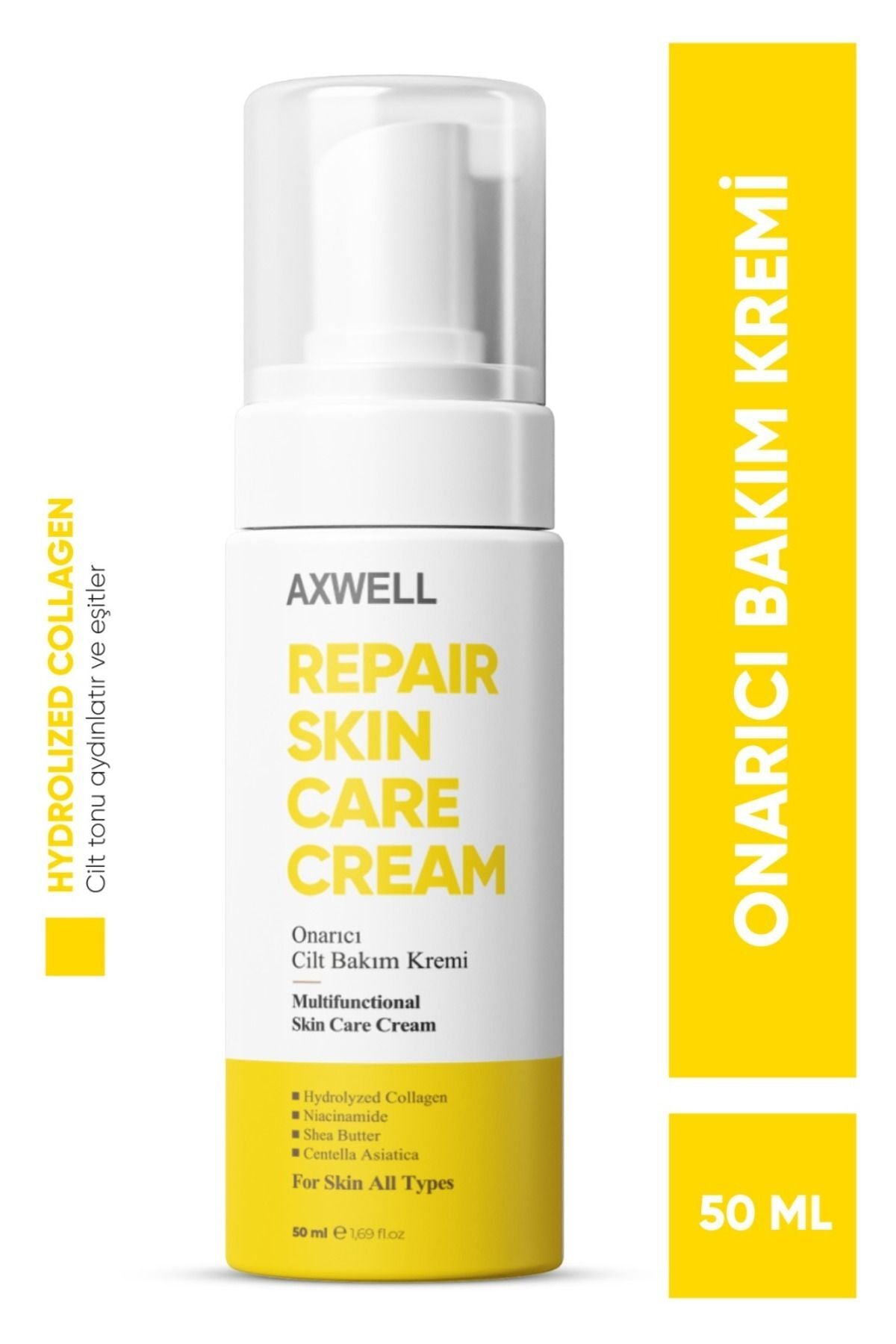 AXWELL Centella Asiatica Collagen Niacinamide Shea Butter İçeren Yatıştırıcı Onarıcı Nemlendirici Krem