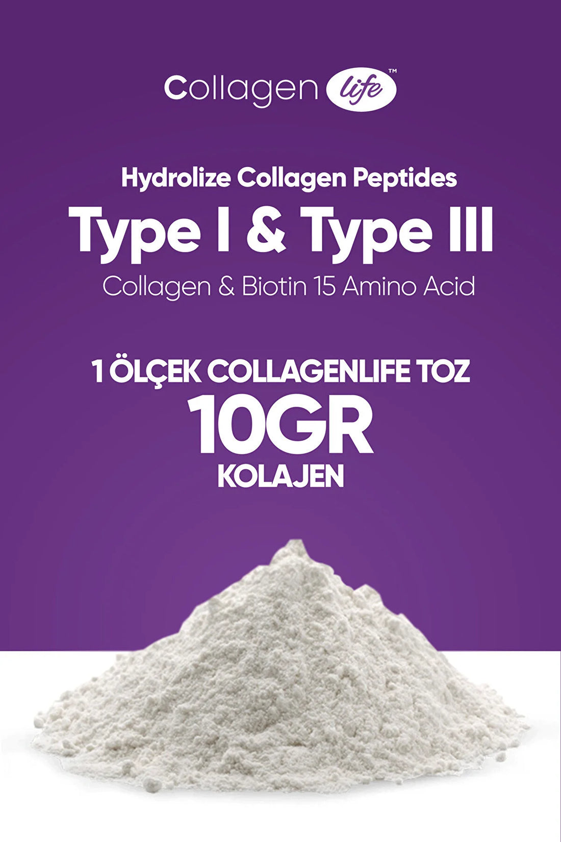 %100 Hidrolize Kolajen Peptitler Biotin Ve 15 Amino Asit İçeren Gıda Takviyesi 50 Günlük