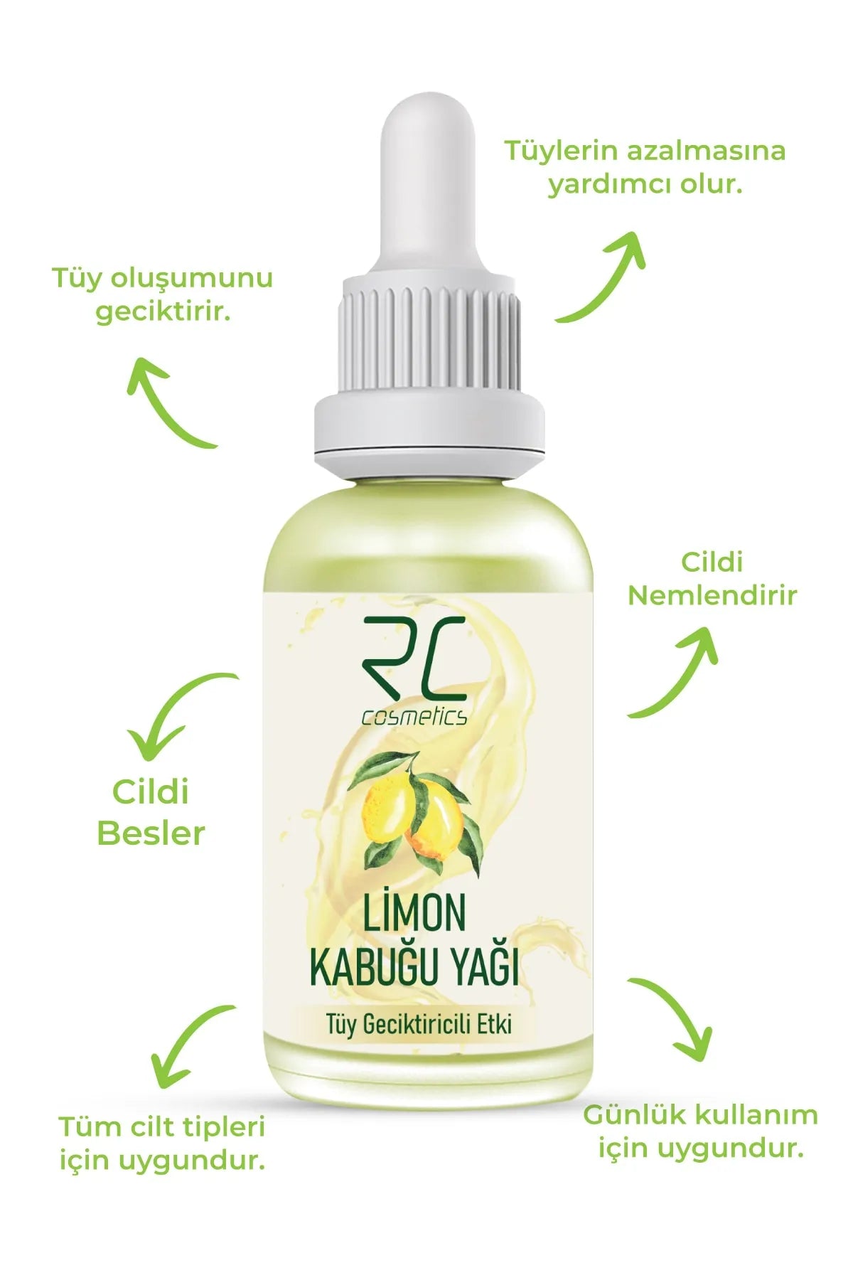 RC COSMETİCS Limon Kabuğu Yağı Tüy Geciktiricili Etki Tüy Azaltıcı Serum
