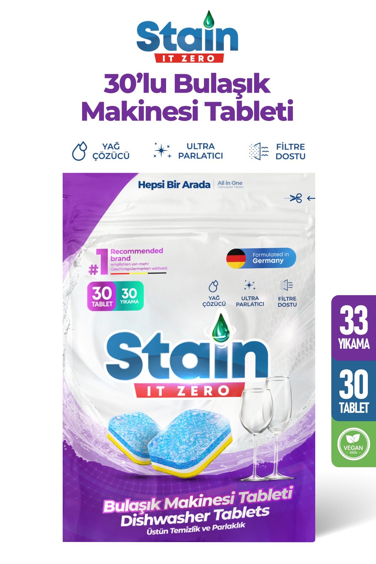 Stain it Zero Bulaşık Tableti 30 Tablet