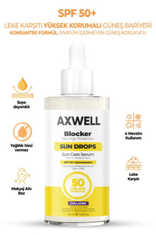 Axwell Bloker 50 SPF Güneş Kremi 50 ml, Cildi Nemlendirir, Suya Dayanıklıdır