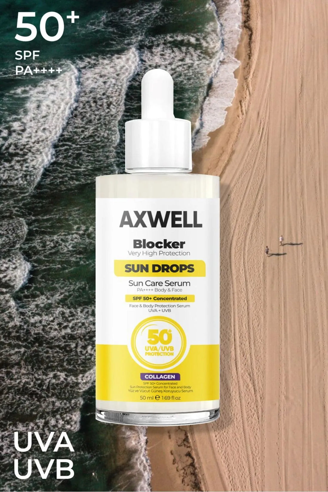 Axwell Bloker 50 SPF Güneş Kremi 50 ml, Cildi Nemlendirir, Suya Dayanıklıdır