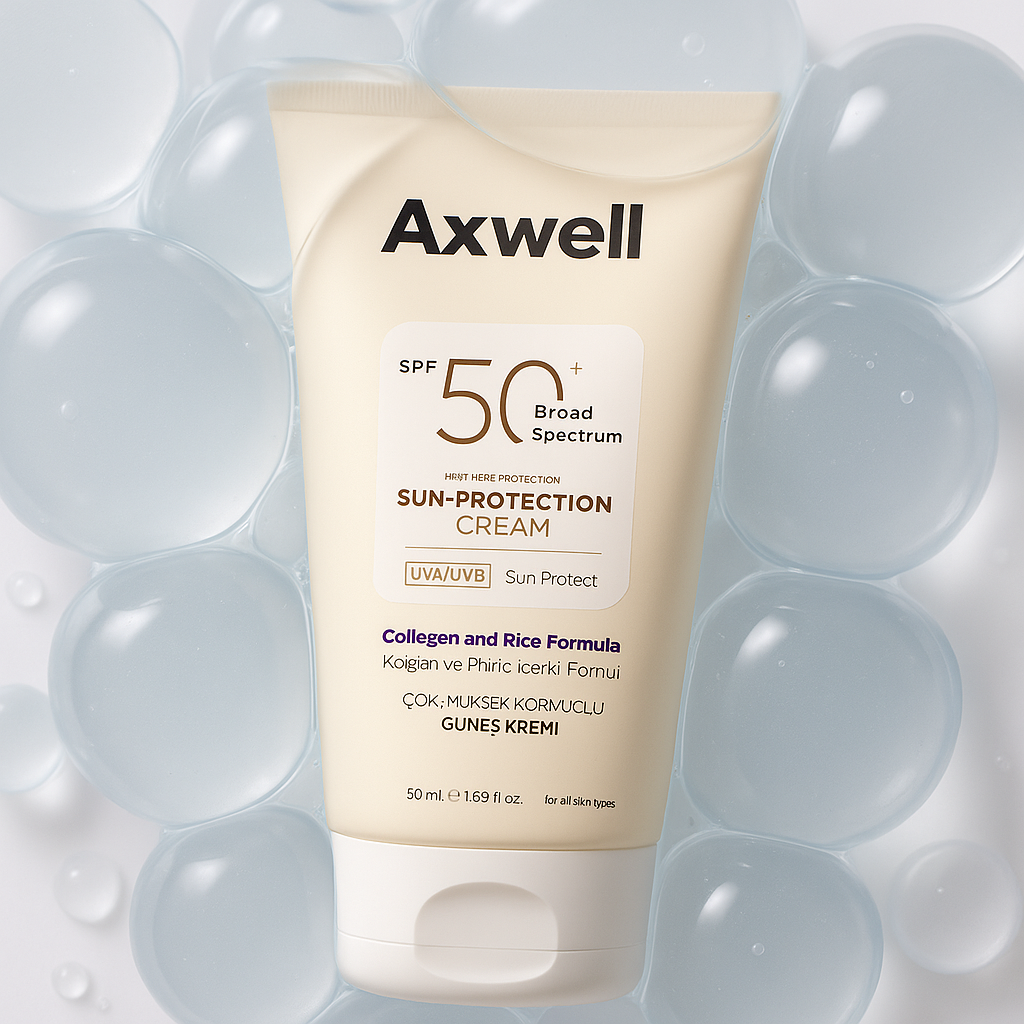 AXWELL Kolajen & Rice Sunscreen Spf50+ Pirinç & Kolajen İçerikli Formül Güneş Kremi 50 ML