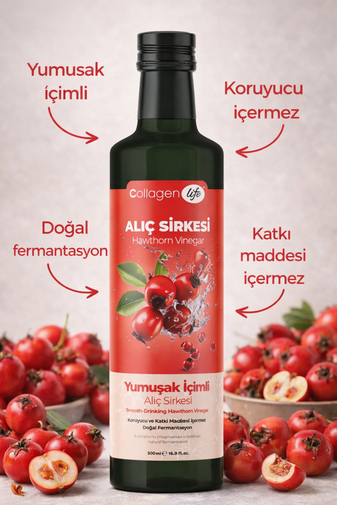 Collagen Life Doğal Fermantasyon Alıç Sirkesi - 500 ml