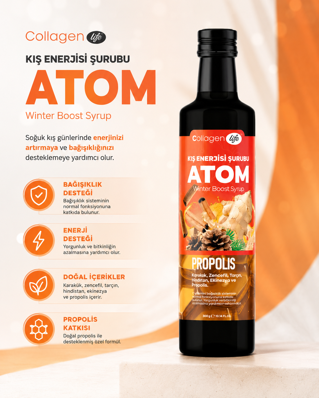 Collagen Life Atom Kış Enerjisi Şurubu - 350 Gr