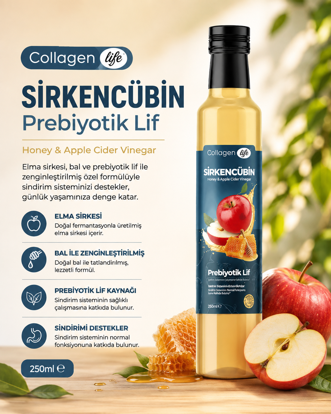 Collagen Life Sirkencübin Prebiyotik Sirke - 250 Ml