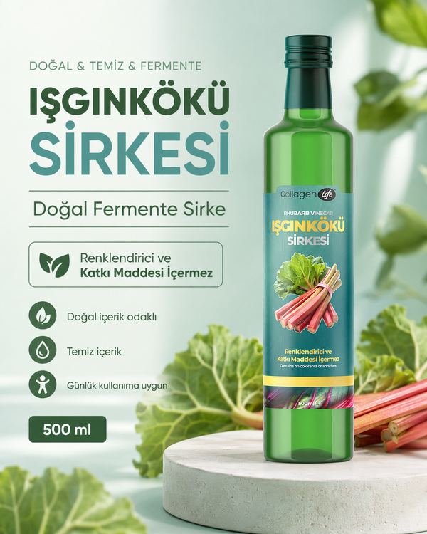 Işkın Kökü Sirkesi Rhubarb Vinegar 500 ml - Doğal Fermantasyon