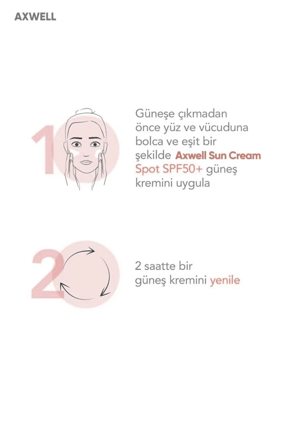 AXWELL 50 SPF+ Leke Karşıtı Nemlendirici Yüksek Koruma Güneş Kremi 125 ml