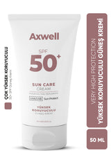 AXWELL SPF+50 Leke Karşıtı Tüm Cilt Tipleri İçin Yüksek Koruyuculu Güneş Kremi 50 ml