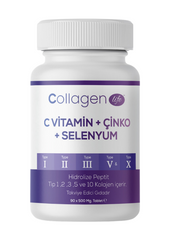 COLLAGEN LIFE 5 Tip Kolajen Tip 1, Tip 2, Tip 3, Tip 5 ,tip 10, ( Selenyum , C Vitamini Ve Çinko ) 90 Tablet