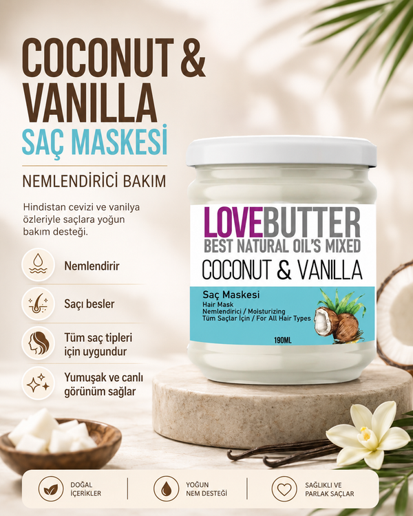 LoveButter Coconut & Vanilya Saç Maskesi 190 ml