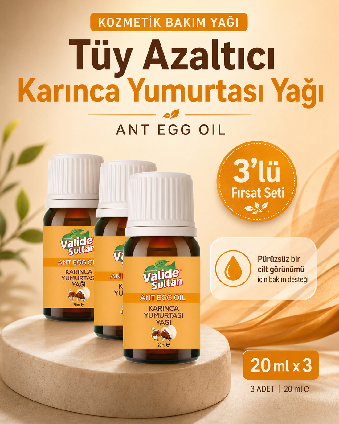 Milleunenuits Valide Sultan Tüy Azaltıcı Karınca Yumurtası Yağı 20 ml x 3