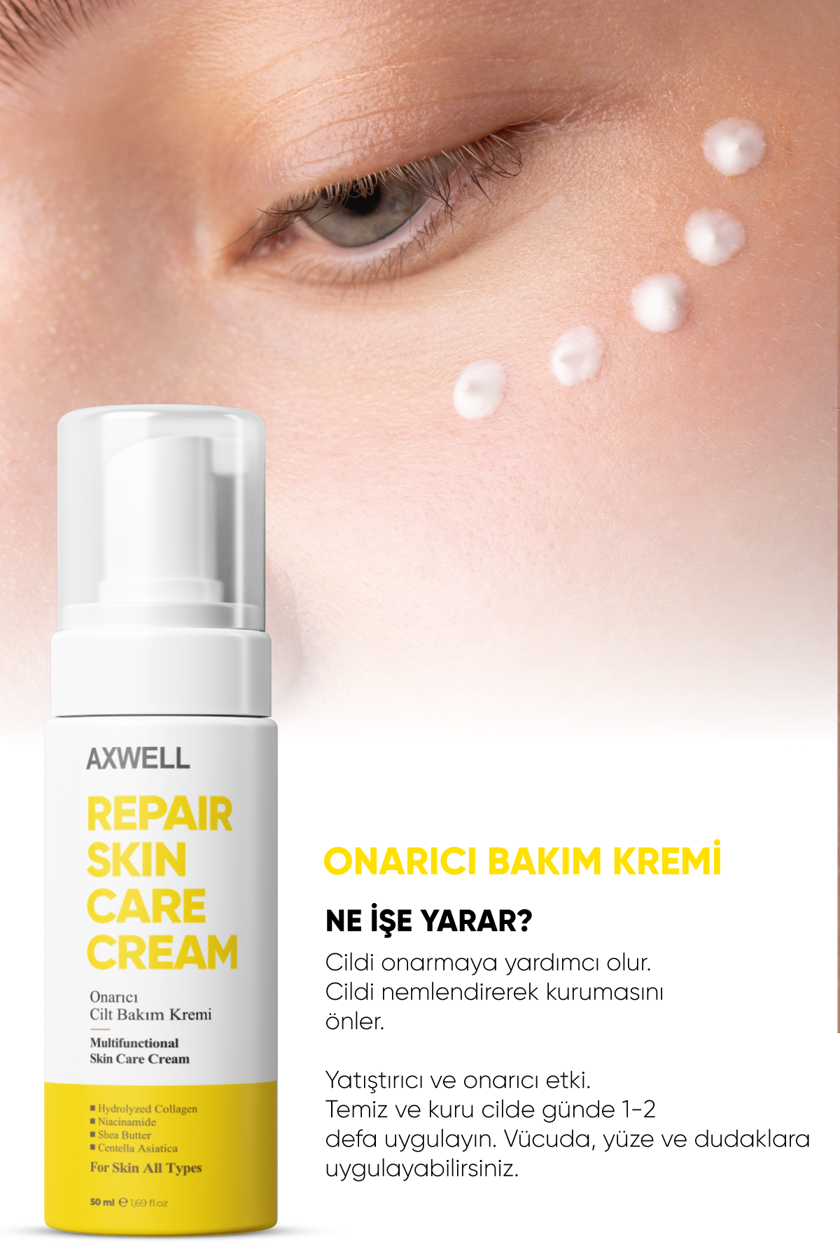 AXWELL  Shea Butter İçeren Yatıştırıcı Onarıcı Nemlendirici Krem 50 ml