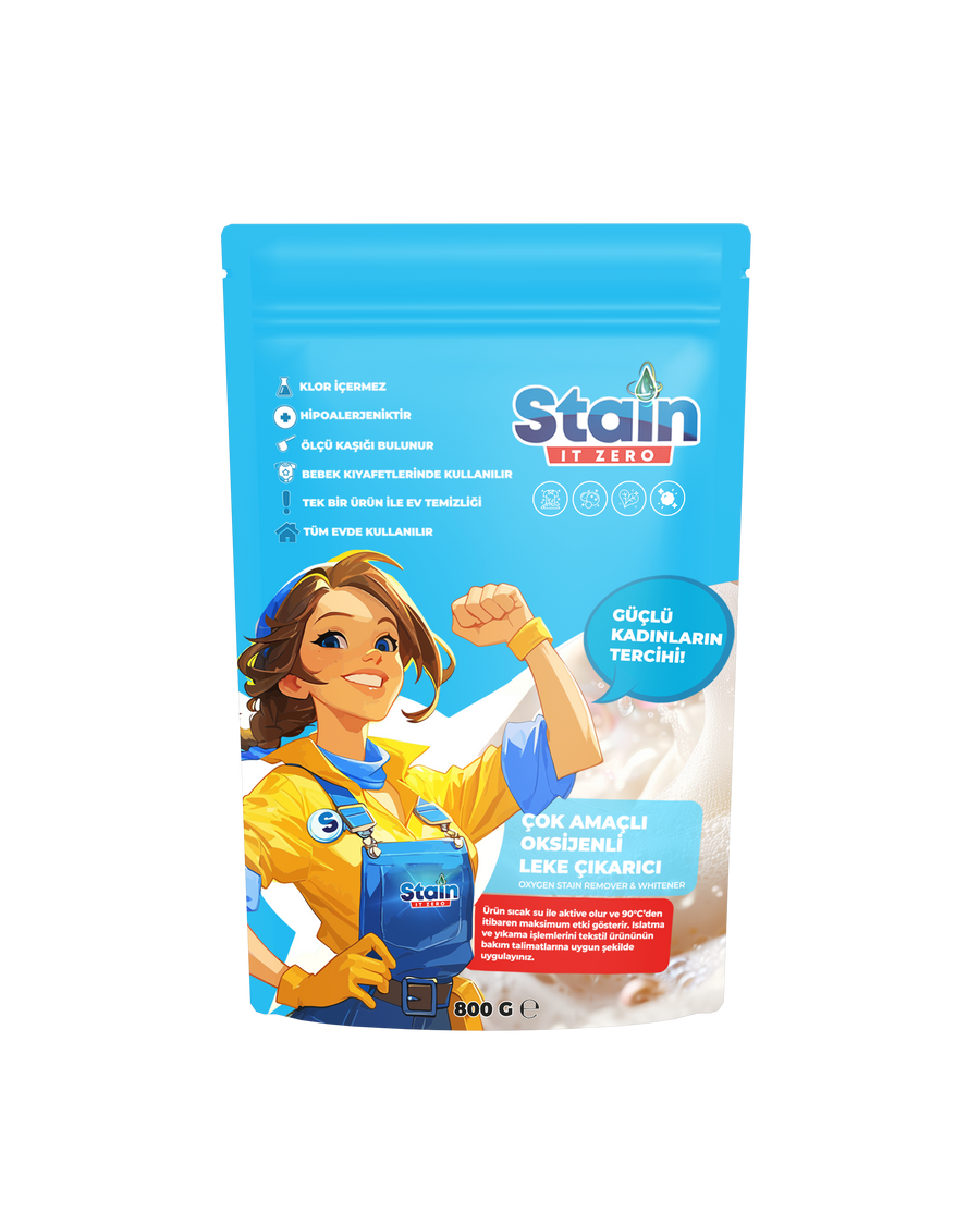 Stain İt Zero Çamaşır & Yüzey İçin Çok Amaçlı Aktif Oksijenli Toz Leke Çıkarıcı ve Beyazlatıcı - 800 gr