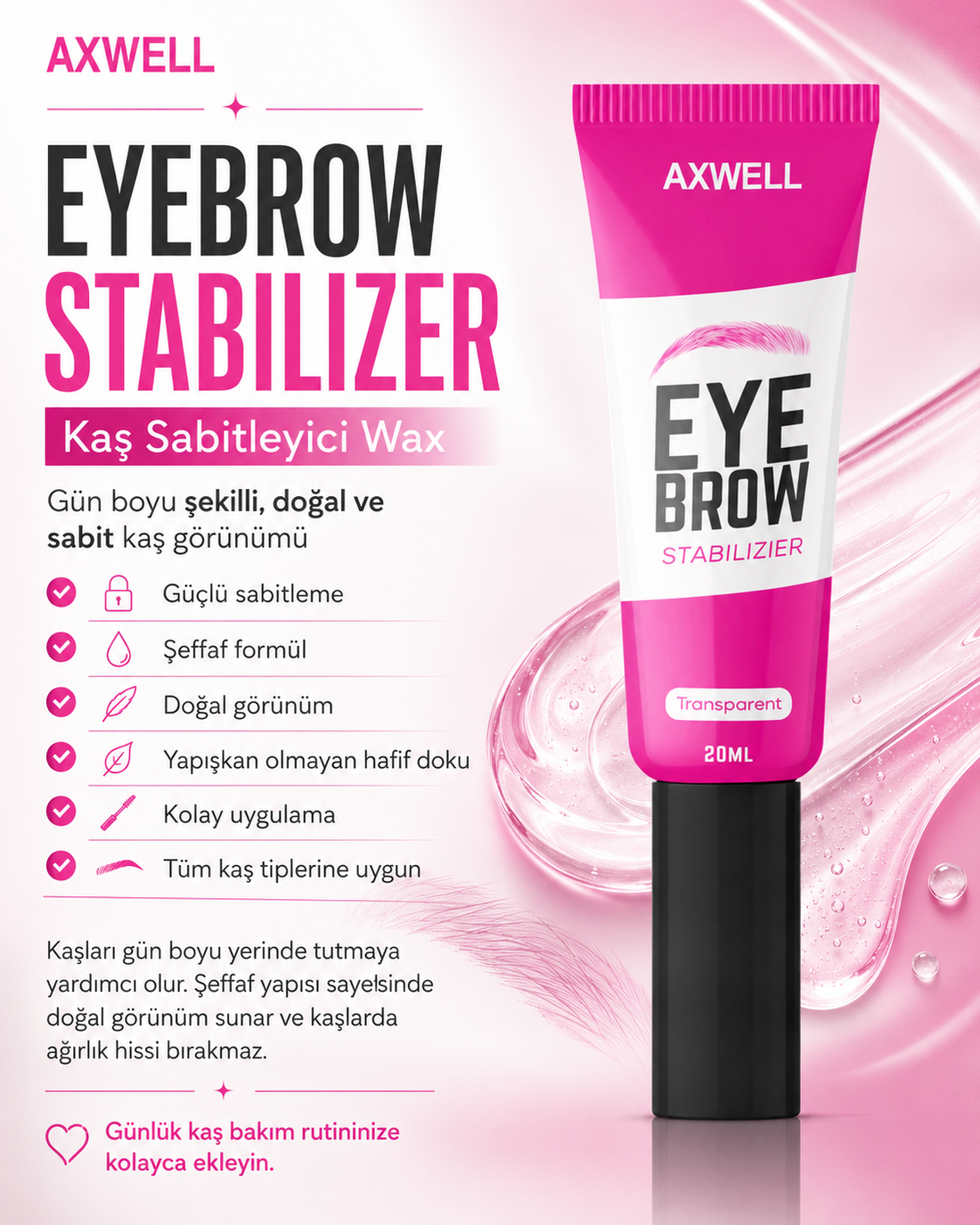Şeffaf Kaş Sabitleyici Jel 20 ML