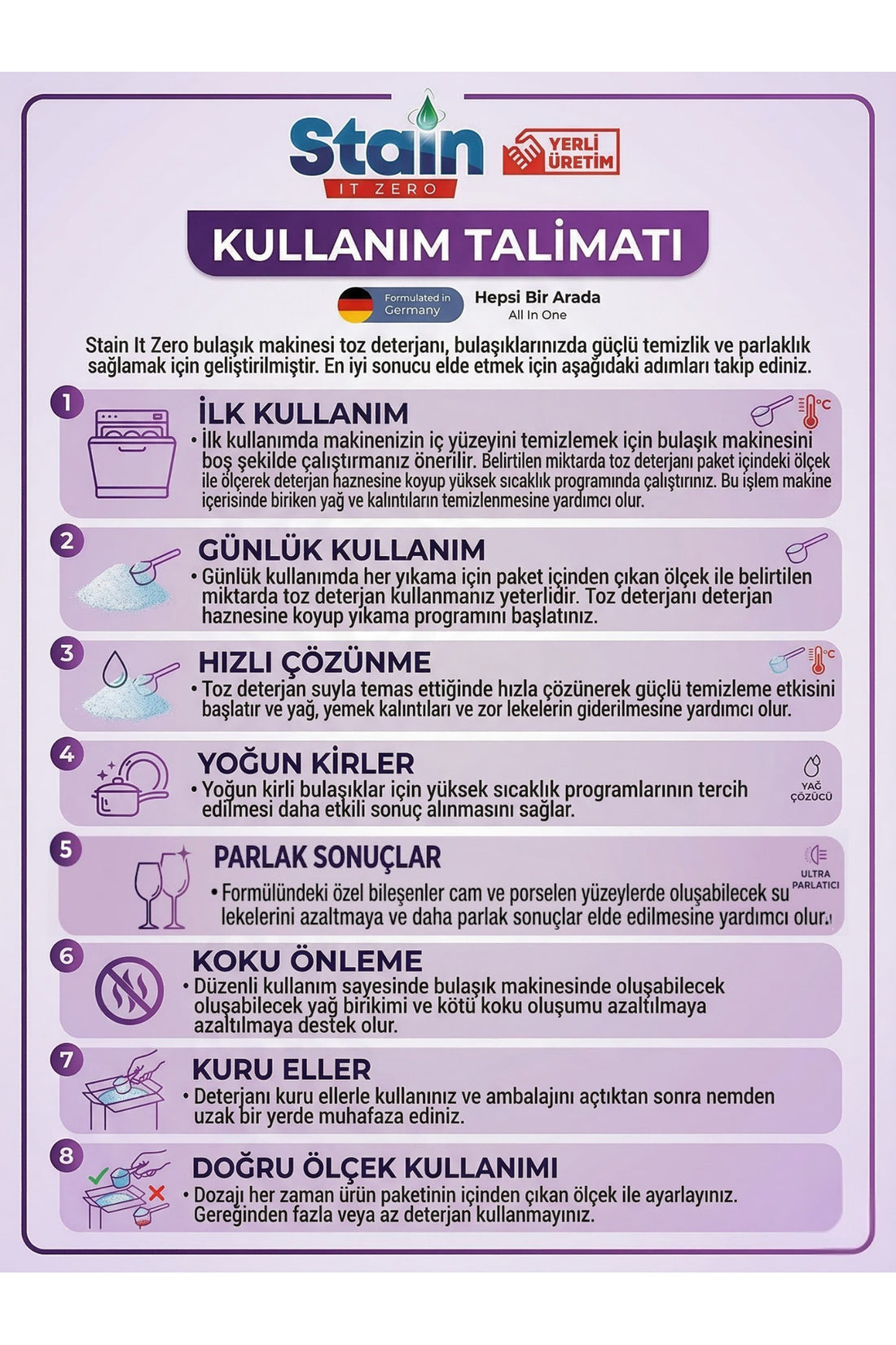 Stain İt Zero Hepsi Bir Arada Toz Bulaşık Makinesi Deterjanı 40 Yıkama