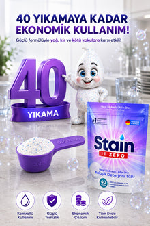 Stain İt Zero Hepsi Bir Arada Toz Bulaşık Makinesi Deterjanı 40 Yıkama