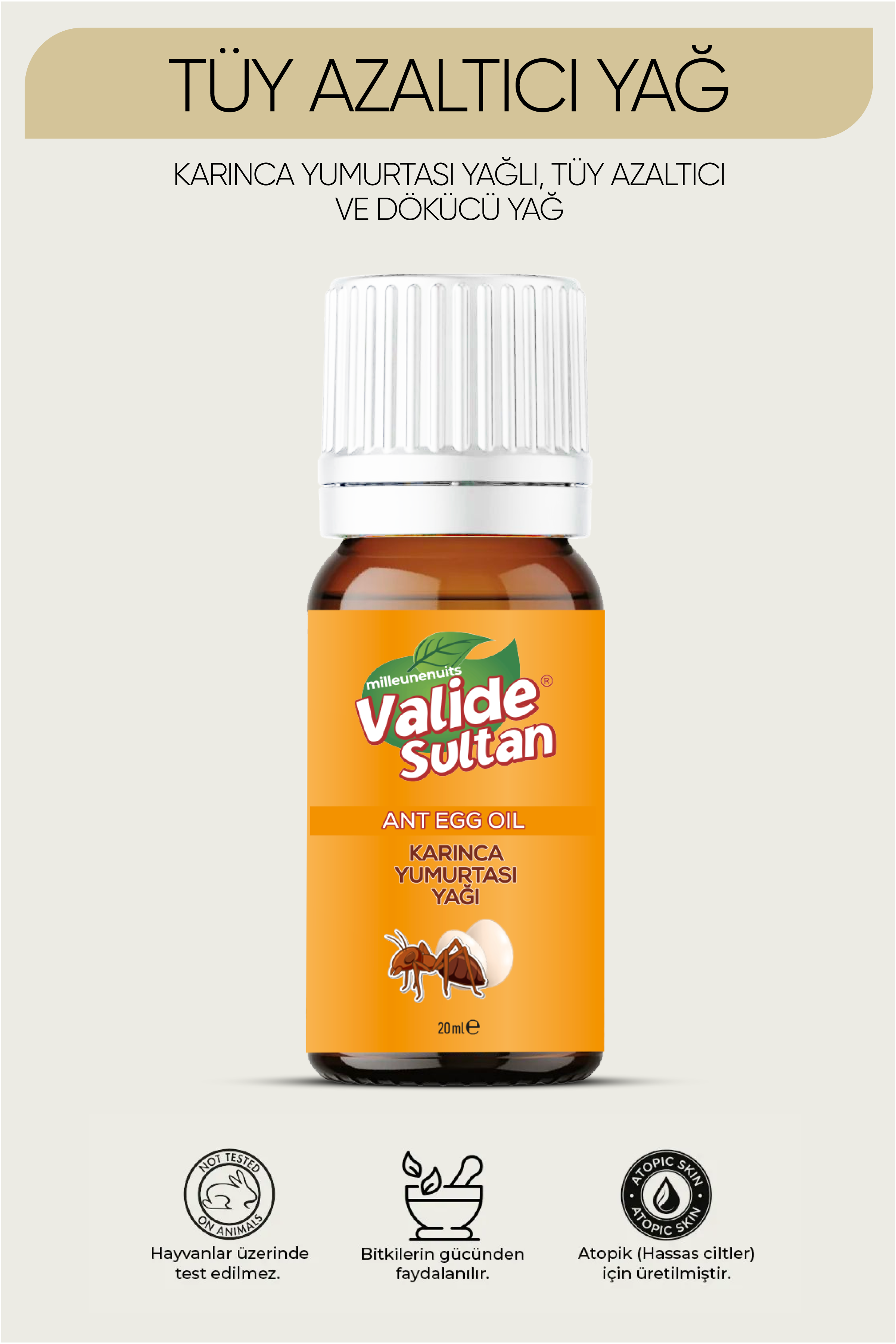 Milleunenuits Valide Sultan Tüy Azaltıcı Karınca Yumurtası Yağı 20 ML 3 Adet