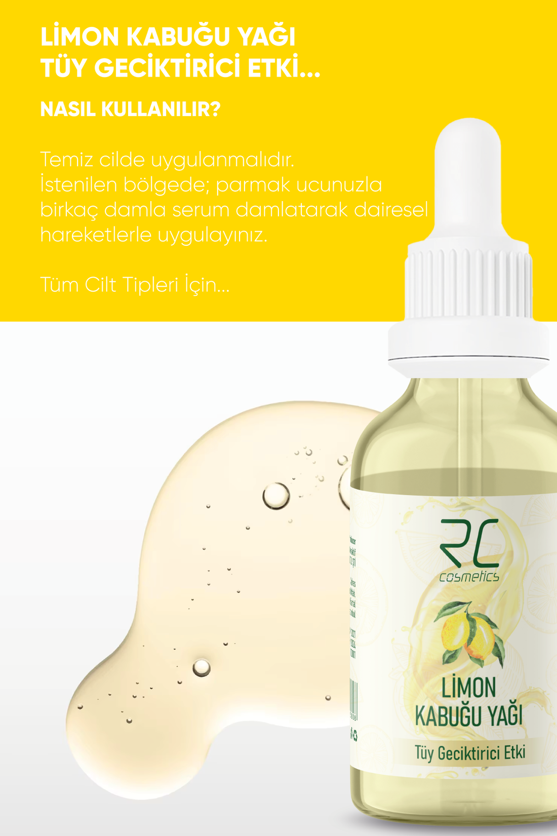 Limon Kabuğu Yağı Tüy Geciktiricili Etki Tüy Azaltıcı Serum 30ml