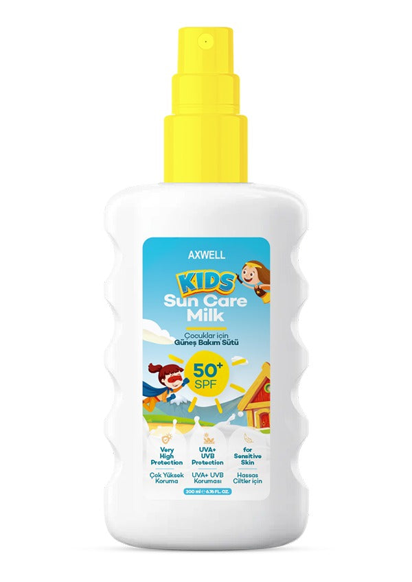 AXWELL Kids Spf50+ Çok Yüksek Koruyucu Çocuk İçin Yüz & Vücut Güneş Sütü Spreyi 200 mL