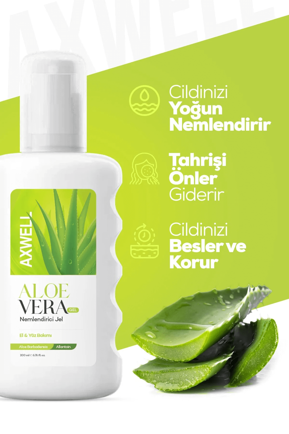 AXWELL Aloe Vera Yoğun Nemlendirici Ve Yatıştırıcı Etkili Jel