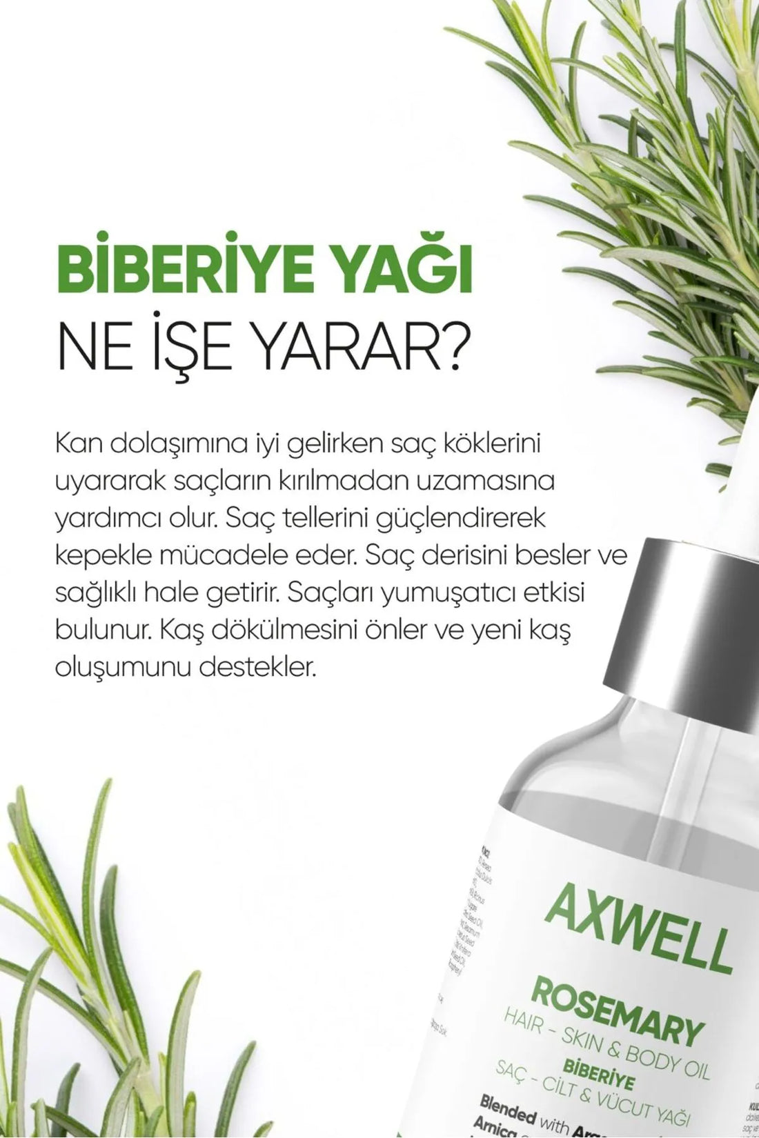 Axwell Biberiye Yağı 50 ml, Cilt, Saç ve Vücut Yağı
