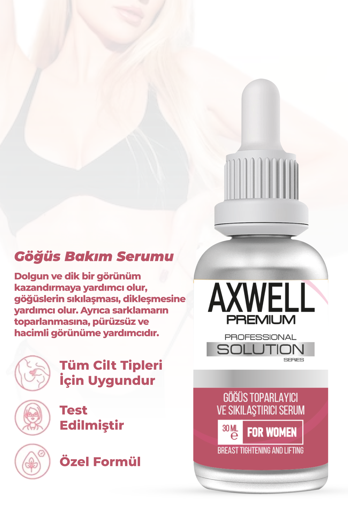 Axwell Premium Göğüs Sıkılaştırıcı Ve Toparlayıcı Göğüs Bakım Serum 30ml