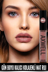 RC COSMETIC Axwell Uzun Süre  Kalıcı Hızlı Kuruyan Kolajenli Mat Likit Ruj- Lipgloss No:4 5ml