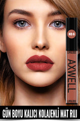 RC COSMETIC Axwell Uzun Süre  Kalıcı Hızlı Kuruyan Kolajenli Mat Likit Ruj- Lipgloss No:6 5ml