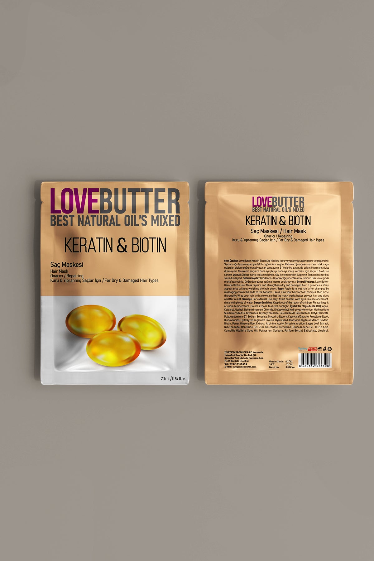 Love Butter Keratin & Biotin Tek Kullanımlık Saç Maskesi 20ML