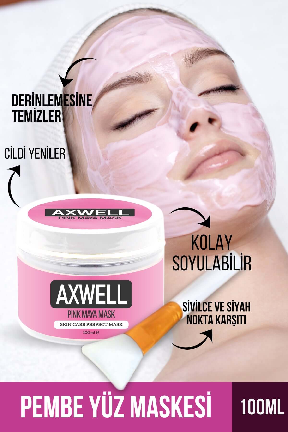 Axwell Pink Maya Mask ( Soyulabilir Nemlendirici Pembe Maske ) 100ml