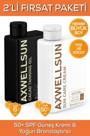 Axwell Sun Care Cream SPF50 + Axwell Sun Cacao Tanning Oil ( Güneş Koruyucu Krem ve Bronzlaştırıcı )