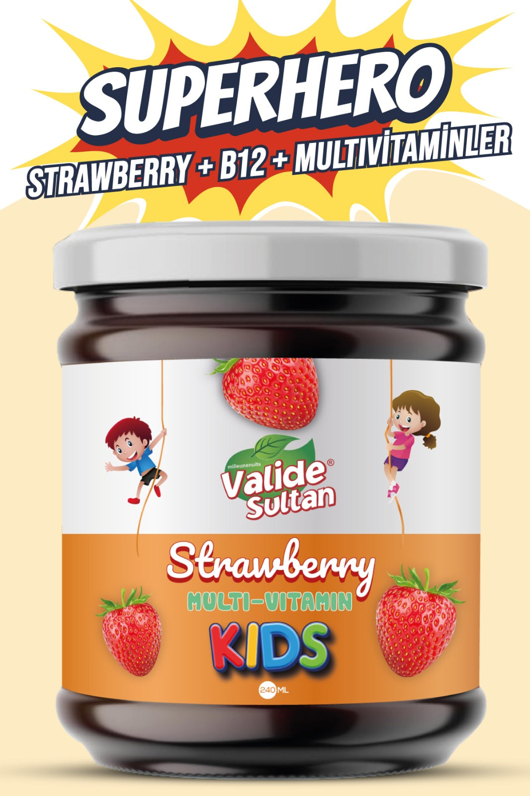 Strawberry Prebiotic & Multi-vitamin Içeren Kids Macun