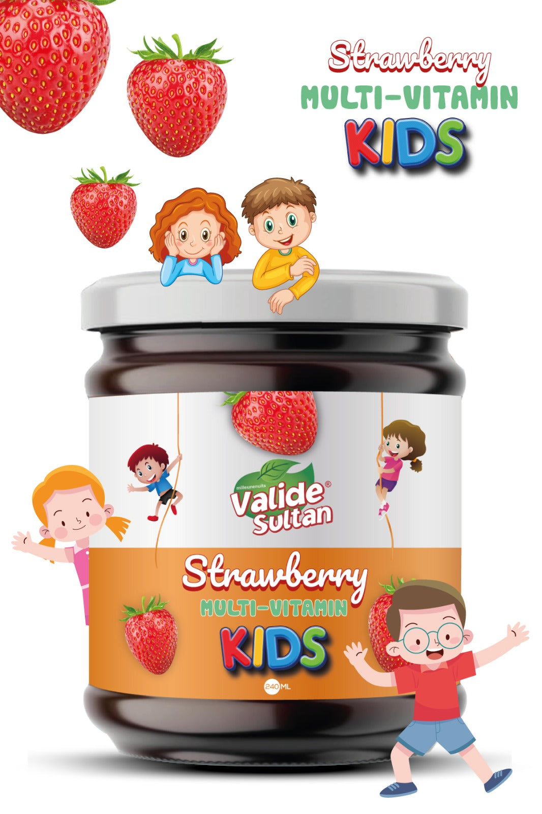 Strawberry Prebiotic & Multi-vitamin Içeren Kids Macun