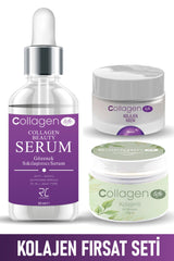 RC COSMETİCS Collagen Lıfe Gözenek Sıkılaştırıcı Kolajen Krem 50ml & Serum 50ml & Kolajen Kil Maskesi 125gr